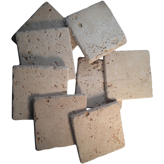 Coaster Tile tumbled Travertine Porous Craft Tile in Ivory Color