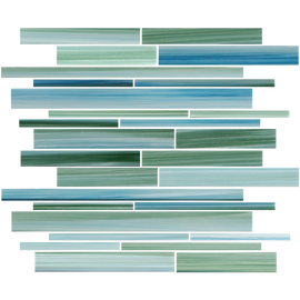 Rip Curl Green and Blue Hand Painted Linear Glass Mosaic Tiles