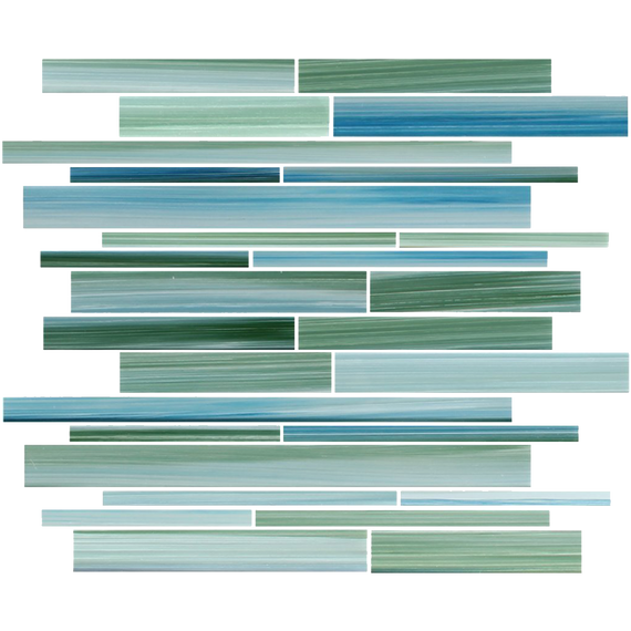Rip Curl Green and Blue Hand Painted Linear Glass Mosaic Tiles