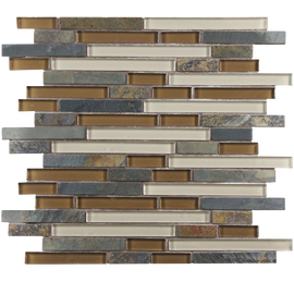 Sierra Piano Brixton 11 x 11 Inch Glass and Stone Mosaic Wall Tile